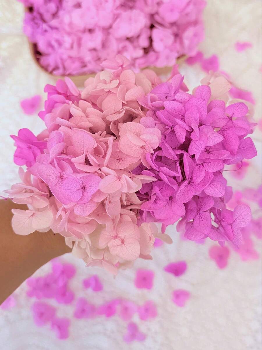 1 Box Artificial Flowers, Multicolor Faux Hydrangeas - Perfect For DIY Crafts, Candles, Weddings, Handmade Projects, Christmas - Pink Purple Gradient - View 1