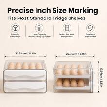 1 Pack 2 LayerLarge Capacity Egg Holder For Refrigerator, Egg Storage Container Organizer Bins, Stackable Clear Plastic Storage Container, Fridge Egg Organizer With Handles, Household Egg Holder For Fridge - 白色 - 查看 2