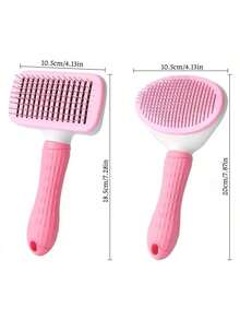 1pc Multi-Color Cat & Dog Grooming Brush, Pet Deshedding Comb, Non-Slip Stainless Steel One-Click Hair Removal Automatic Cleaning Massage Brush Dog Brush Cat Accessory; 1pc Dog Brush Cat Comb Flea Comb, Deshedding Comb, Tangle Separator Tool - Multicolor - View 11