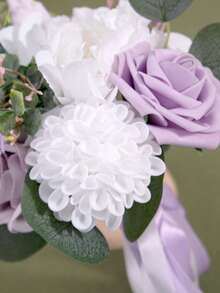 7 Inch White & Lavender Purple Bohemian Style Wedding Bouquet, Suitable For Bride, Bridesmaid, Artificial Flowers, Suitable For Ceremony - Multicolor - View 5