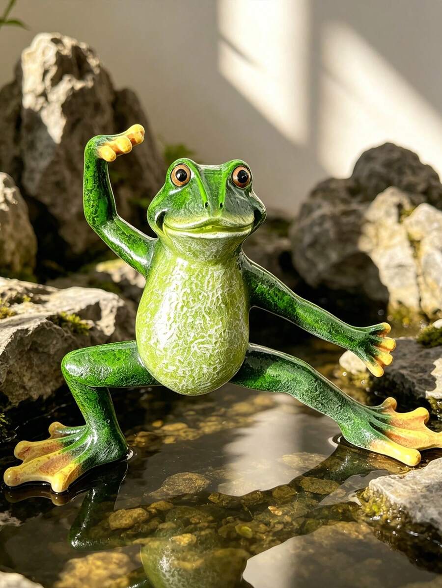 3-Piece Resin Yoga Frog Decorative Set, Home Decor, Holiday Gift, A Present For Frog Lovers, Seasonal Home Decoration, Office Desktop Decoration, Outdoor Garden Decoration. - New Model - View 1