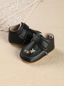 1 Pair Infant Girl Infant Embroidered Flower Fashion Cute Anti-Kick Princess Shoes Suitable For Spring And Autumn - Black - View 4