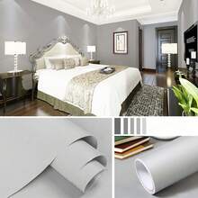 1 Roll Self-Adhesive Thickened Matte Wallpaper Sticker, Living Room Bedroom Wardrobe Furniture Renovation Sticker, Cabinet Sticker, Solid Color Waterproof Contact Paper, Multiple Colors Available. - Solid Color - View 8