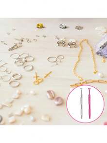 Alat Pengambil Berlian Profesional dengan 4 Cakar Bola, Alat Tindik Tubuh, Aksesori Tato, Penjepit Mutiara Stainless Steel, Alat Pembuatan Perhiasan, 1 buah/Paket, Penjepit Berlian Imitasi 4 Cakar, Pinset Ujung Lancip Kristal - berwarna merah muda - View 10