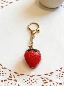1pc Strawberry Keychain, Fashionable Multi-Functional Cute Accessory Bag Charm, Teacher Gift, Red Holiday Graduation Teacher Appreciation Gift, Birthday Mother's Day Gift, Holiday Essential Graduation Gift, Key Ring Accessory - Multicolor - View 3