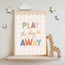 1件裝 帆布裝飾畫 兒童房牆面裝飾 波希米亞風「Cool Kids Club」裝框畫與「Play Every Day」兒童藝術畫 中性風格 即可掛裝 適合幼兒臥室、遊戲室、托兒所、嬰兒洗禮禮物、兒童禮物、趣味友誼主題 現代俏皮兒童房裝飾 - 彩色 - 查看 9