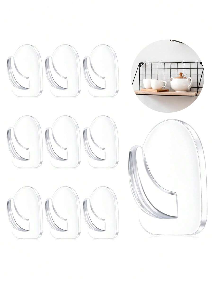 30pcs Transparent Self-Adhesive Wall Hooks, Compact Seamless Transparent Self-Adhesive Wall Hooks, Reusable, Suitable For Bathroom, Bedroom And Kitchen Transparent Self-Adhesive Command Hooks