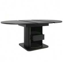 Juego de comedor moderno (5 piezas), que incluye mesa y sillas para 4 a 6 personas, mesa extensible con 4 sillas, mesa de comedor con cajones, silla de lino gris, negro - Negro - Ver 6
