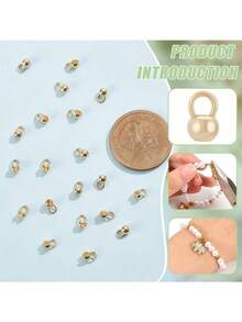 10-100pcs 18K Gold Plated Brass Shell Shaped Bead Caps Embossed Bead Ball Chain Connectors Clasps, Jewelry Making DIY Accessories - Multicolor - View 7