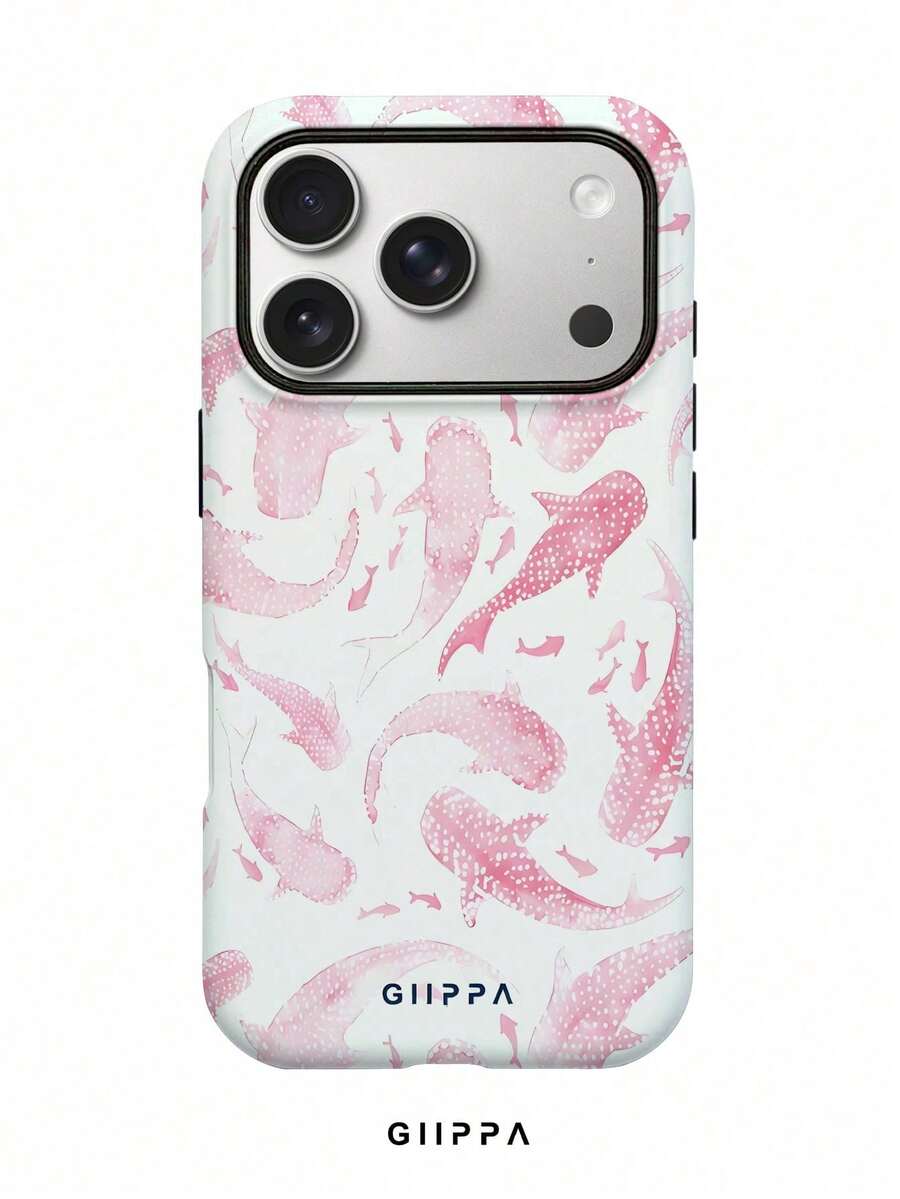 A Stylish Phone Case That Does Not Include A Lanyard Or Stand. GIIPPA 1pc Whale Shark Design Case For IPhone 17 Pro, Also Suitable For IPhone 16 Pro, 15 Pro, And 14 Pro. A Stylish And Unique Korean-Style Case, Compatible With IPhone 11/12/13/14/15/16 Pro Plus. The Elegant Design Is Suitable For Both Men And Women. A Great Gift For Christmas, Valentine's Day, Easter, Wedding Season, And Birthdays For Girlfriends. - 粉色 - 查看 1