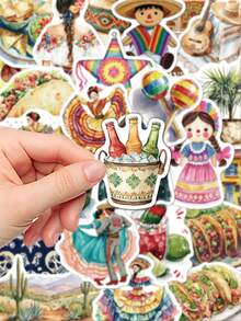 50pcs Mexican Themed Stickers For Tablet Suitcase Laptop Cases Scrapbooks Storage Boxes Decorative DIY Graffiti Stickers - A - View 6