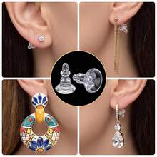 10/20/50pcs Hypoallergenic Silicone Earring Backs - Transparent, Full Coverage Soft Plugs, Suitable For Stud And Hook Earrings, Ear Plugs And Replacement Parts - Clear - View 3