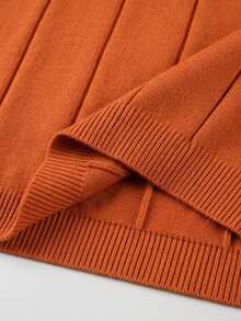 Men's Spring/Summer Ribbed Crew Neck Lightweight Loose Fit Knit Short Sleeve T-Shirt - Orange - View 8