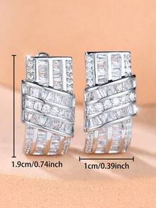 1 Paar schimmernde elegante weiße Zirkonia Knoten Ohrstecker, für sie entworfen, luxuriöser Party-Schmuck, als Geburtstagsgeschenk für sie - Silber - Übersicht 5