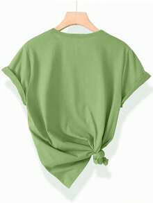 1 Loose-Fitting T-Shirt With Heart And Leopard Print, Modern And Eye-Catching Design, Comfortable And Versatile Style, New Y2K Summer Style. - 抹茶色 - 查看 2