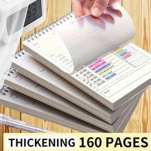 1pc A5 Daily Planner Notebook - 160 Pages, Office And School Supplies Schedule And Task Organizer - A5 - View 4