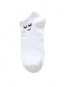 1 Pair/6 Pairs Set Cute Funny Unisex No-Show Socks In Black, White And Grey Colors With Patterns, Fashionable And Suitable For Daily Wear - Multicolor - View 10