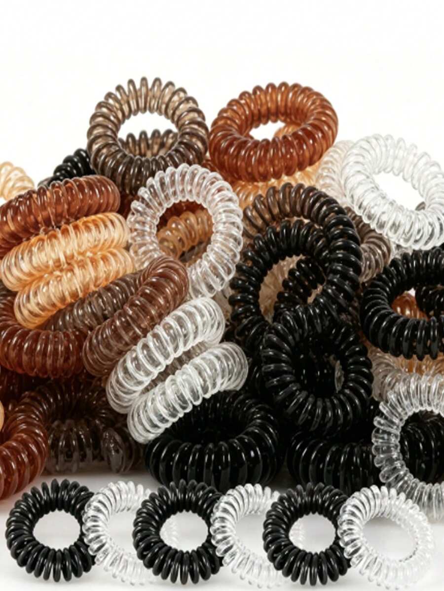 18/9 piezas de ligas para el cabello estilo coreano en espiral para recoger el cabello. Un exquisito juego de ligas para asegurar el cabello. Bandas elásticas para mujeres. Diseño minimalista, irradia elegancia. Coleta - Multicolor - Ver 1