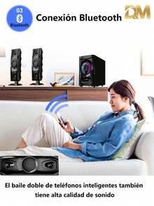 D&M This Bluetooth Multimedia Surround Sound System Features RGB Lighting Effects, A Powerful Subwoofer, And Supports USB And Remote Control Functions, Making It Suitable For Home Theater And Desktop Gaming. - Black - View 7