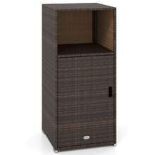 Outdoor Storage Cabinet PE Wicker Buffet Sideboard With Shelf Open & Compartment Mix Brown/Black/Mix Gray - A - View 12