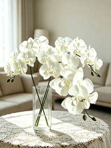 1/2Pcs Artificial Phalaenopsis Orchid Branches, 8-Head Premium Fake Moth Orchids, Vase Arrangement Decor For Home, Living Room, Bedroom, Bathroom, Office, Porch, Indoor & Outdoor Garden; Wedding, Party & Graduation Ornaments - Multicolor - View 8