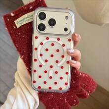 1 Stylish Phone Case (Does Not Include Lanyard Or Stand) Polka Dot Magnetic Design Phone Case Compatible With 17 Professional Max/17 Pro/17 Air/17 E/16/15/14/13/12/11, And Compatible With Galaxy S22/S23/S24/S25/Plus/Ultra/FE, Z PLEGAR/Z FLIP Series Cases, Compatible With Magsafe Full Coverage Shockproof Acrylic Cover - 清晰 C - 查看 1
