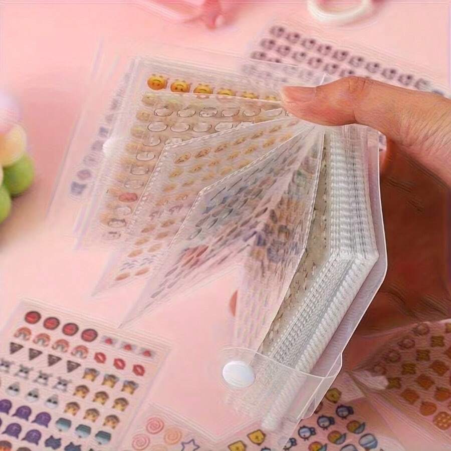 2400 Mini Adorable Sticker Sets With Storage Book | Portable Transparent Plastic, Various Beautiful Designs, Perfect For DIY Journals And Scrapbooks - Ideal Pairing For Notebooks And Albums - A - View 1