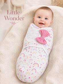 HAPPY WALK 100% Woven Baby Swaddle Blanket, Soft, Comfortable, Breathable, Skin-Friendly Blanket For Newborns 0-3 Months, Essential Baby Bedding For Sleep, Unisex Swaddle Blanket For Newborns - (Upgraded Version) Large Bow Rainbow - View 5