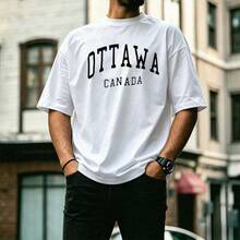 OTTAWA CANADA Bow Print With Large, Elegant White Lettering, Modern Urban Design, Ideal For City Walks And Casual Events, Men's T-Shirt - 白色 - 查看 2