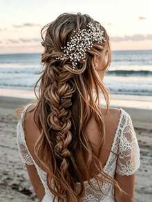 1 pieza Clip para el cabello con rama delgada y racimo de perlas elegante vintage | Accesorio de novia para boda, accesorio de peinado para vestido de novia relajado - Multicolor - Ver 1