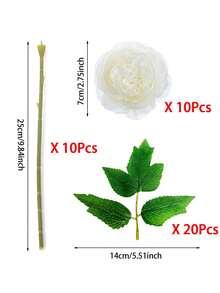 80/40pcs White Peony Artificial Flowers, Silk Peony Artificial Flowers With Stems, Realistic, Suitable For Table Centerpiece Decoration, Wedding, Home, Party, Bridal Bouquet Decoration (White) - White - View 8