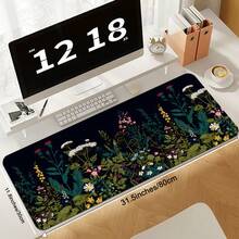 Floral Pattern Extended Gaming Mouse Pad, Abstract Black Desk Mat, Floral Texture Non-Slip Rubber Bottom, Stitched Edge Keyboard Mouse Pad, Suitable For Office, Home And Gaming - View 5