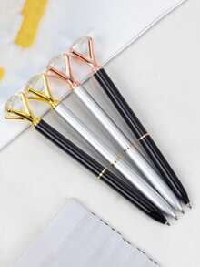 Rhinestone Large Crystal Shiny Metal Ballpoint Pen, Rose Gold Guest Signature Pen, Wedding Decor Supplies, Bridal Decor Supplies, Bachelorette Party Supplies, Wedding Table Decor. Gold Diamond Pen, Shiny Diamond Gemstone Pen, Decorative Gift, Large Diamond Pen Metal Ballpoint Pen Promotional Pen High-End Signature Pen Gift Pen Crystal Diamond Pen, Gift For Women Bridesmaids And Colleagues. - Multicolor - View 6