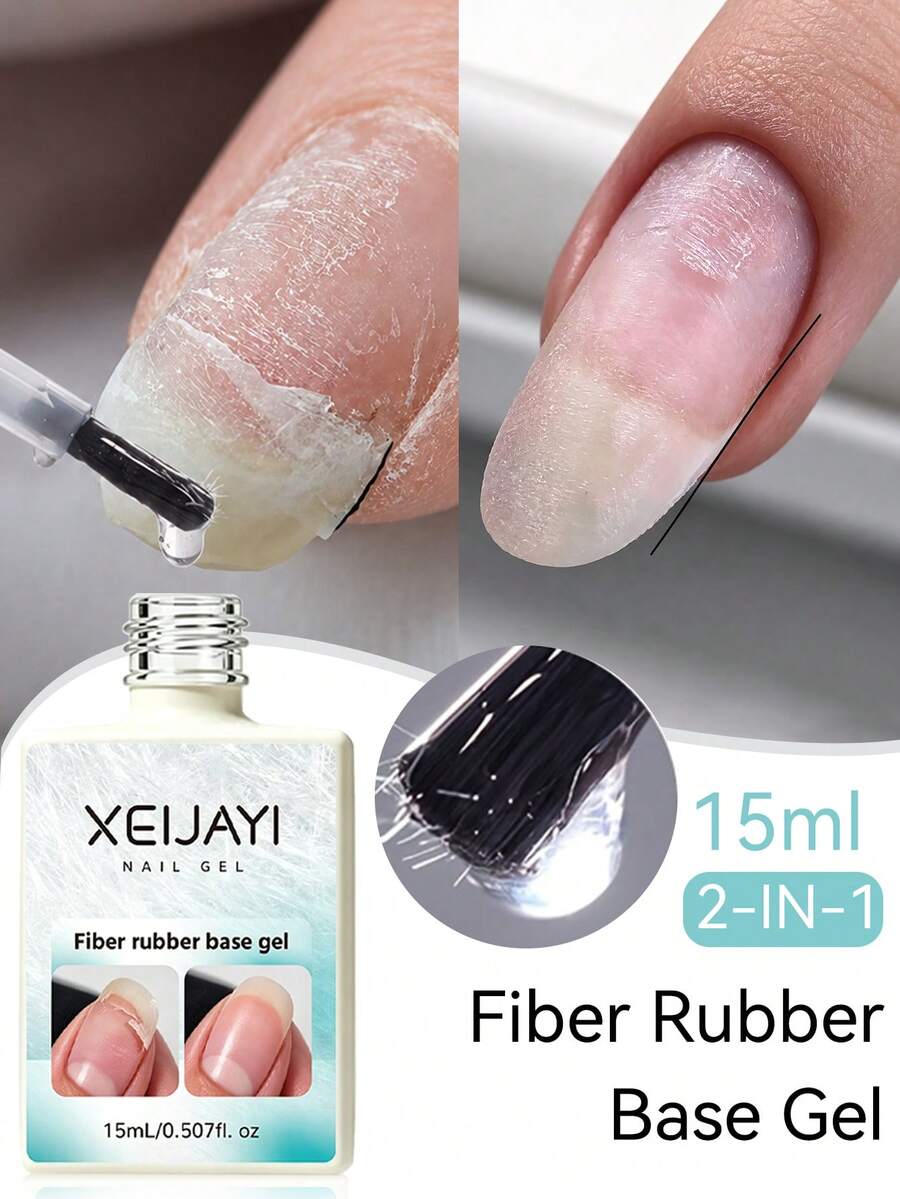 XEIJAYI 1件 15ml 纖維修護凝膠,適用於斷裂指甲,透明指甲修復凝膠,薄脆指甲強化凝膠 - 無色 - 查看 1