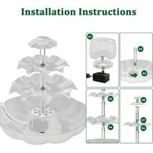 3 Tiered Solar Birdbath Fountain 6.5W 1200mAh Battery Outdoor Garden Decor NEW - White - View 8