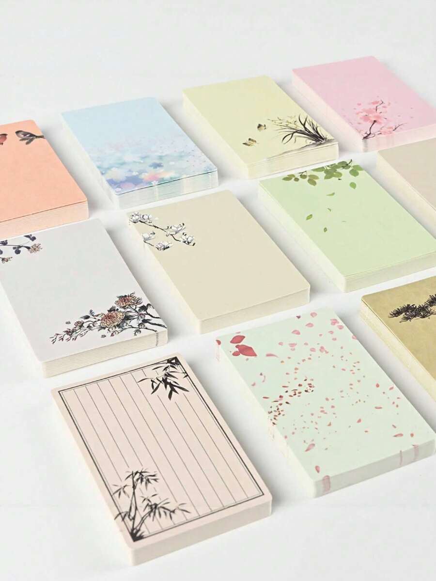20 Peças Cartões Pequenos em Branco com Cantos Arredondados para Pintura DIY, Cartões de Texto em Papel Cartão Grosso, Cartões com Padrão Floral, Cartões Pequenos em Papel Kraft Branco, Cartões de Bênção Escritos à Mão, Cartões de Texto e Padrão em Papel Grosso, Adequados para Rabiscar e DIY Artesanal - Multicolorido - Visão 1