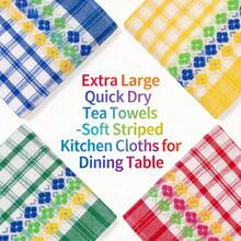 Premium Absorbent Kitchen Towel 5pcs Set - Tea Towels, Ultra Soft And Quick Dry, Made Of Wide Striped Fabric, Suitable For Dining Table, Countertop And Restaurant Coffee Table, Can Be Used As Kitchen Cleaning Cloth, Multiple Colors - 5-piece Set (mixed Colors) - View 6