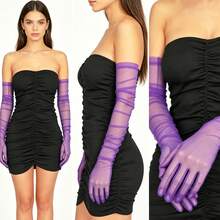 1 Pair Women's Elegant Long Sheer Tulle Gloves, Lightweight Elastic Fit, Fashion Accessory Suitable For Weddings, Halloween, Proms, Evening Parties - Multicolor - View 9
