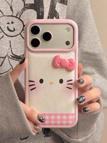 SANRIO 3D Bow Hello Kitty Cute Cartoon - Cute Bow Design Compatible With Apple 17/17Air/17Pro/17Promax, 16/16Plus/16Pro/16Promax, 15/15Plus/15Pro/15Promax, 14/14Plus/14Pro/14Promax, 13/13Pro/13Promax, 12/12Pro/12Promax, 11/11Pro Max, Dustproof, Popular Hot Puffy Leather Texture Shockproof Protective Case - Pink - View 5