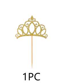24/12/1 Peça Toppers de Cupcake com Coroa Dourada Brilhante, Decoração de Bolo com Coroa de Princesa, Adequado para Aniversário, Casamento, Aniversário, Chá de Bebê, Chá de Noiva, Festa de Feriado, Decoração de Mesa de Sobremesa de Cozinha Doméstica - Inserção de bolo em formato de coroa - Visão 9