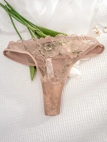 1 Bộ đồ lót ren trơn màu không dây thoải mái cho nữ - Lạc đà - Xem 7