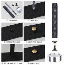 400組皮革鉚釘，雙帽管狀鉚釘 4色金屬鉚釘附固定工具，適用於DIY皮革手工/衣物/鞋子/包包/皮帶維修與裝飾 - 6x6毫米 - 查看 5