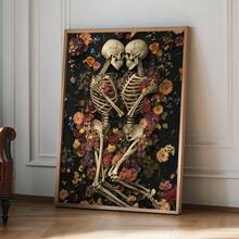 1pc, Canvas Wall Art, Framed Wall Decor, Gothic Romantic Floral Skull Couple Canvas Painting, Dark Academia Style Poster, Vintage Dried Flower Skull Oil Painting, Suitable For Modern Home Decor, Room Decor, Dorm Decor, Bedroom Decor, Living Room Decor, Bathroom Decor, Kitchen Decor, Dining Room Decor, Office Decor, School Decor - A - View 11