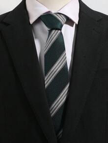1件裝男士時尚休閒極簡拼接條紋領帶，舒適百搭，適合日常通勤、派對、宴會、商務、約會 - 彩色 - 查看 8