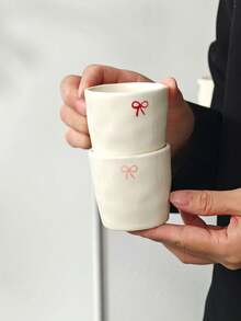 1/3/6 Stücke Schleife Keramik Kaffeetassen, europäischer minimalistischer Keramiktassen, handgehaltene Tassen, Espressotassen, Latte Kaffeetassen, Wassertassen, Party Nachmittagstee Tassen, Keramiktassen, Safttassen, Geschenktassen - mehrfarbig - Übersicht 7