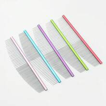 Pet Moon Comb Stainless Steel  Teeth Cat Dog Face Hair Grooming Comb For Details Care Small Pet Comb Round Tip - 粉色 - 查看 6