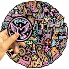 50PCS Bible Neon Graffiti Stickers Decoration Luggage Phone Guitar Scrapbook Sticker Classic - 1 Set - View 5