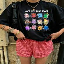 Cute Graphic T-Shirt Daily Casual 100% Cotton Oversized Soft Breathable Casual Crewneck Short Sleeve Top Aesthetic Daily Fashion Lovers Casual Wearers Daily Outfit Enthusiasts Gift Givers - 黑色 - 查看 18