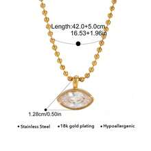VKHK 1pc Elegant 18K Gold Plated Stainless Steel Sparkling Zirconia Decor Pendant Necklace Suitable For Women's Daily And Wedding Wear Gift - Yellow Gold - View 6
