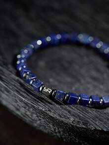 YOUNG&RICH Unisex Lapis Lazuli Cube Beaded Stretch Bracelet - Vintage Stackable Jewelry For Men Women - Multicolor - View 4